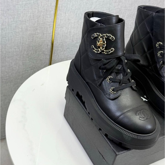 CHANEL Black Leather Ankle Boots - Picture 4 of 12